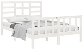 Estrutura de cama 140x190 cm madeira maciça branco