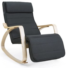 Cadeira de balanço relaxante SONGMICS de madeira de bétula com apoio para os pés ajustável Carga máxima: 150 kg Cinza LYY10G