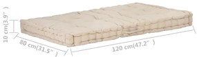 Almofadão p/ móveis de paletes algodão 120x80x10 cm bege