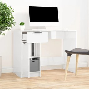 vidaXL Secretária 100x50x75 cm derivados de madeira branco brilhante