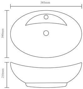 Lavatório cerâmico oval branco com buraco para torneira