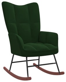 Cadeira de baloiço veludo verde-escuro