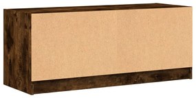Móvel de TV c/ portas de vidro 102x37x42 cm carvalho fumado
