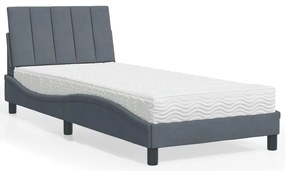 vidaXL Cama com colchão 80x200 cm veludo cinzento-escuro