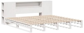 Cama com estante sem colchão 200x200 cm madeira maciça branco
