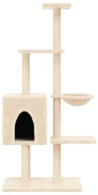 Árvore para gatos c/ postes arranhadores sisal 145 cm cor creme