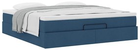 Estrutura de cama otomana com colchão 160x200 cm tecido azul