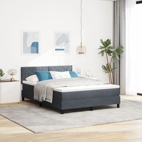 Cama Box com Colchão vidaXL Cinza Escuro 140x200 cm Veludo