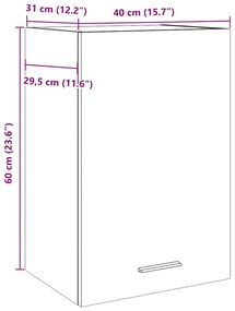 Armário suspenso 40x31x60 cm deriv. madeira carvalho artisiano