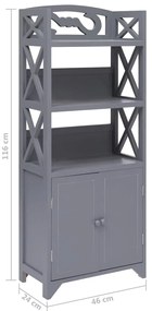Armário de casa de banho 46x24x116cm madeira paulownia cinzento