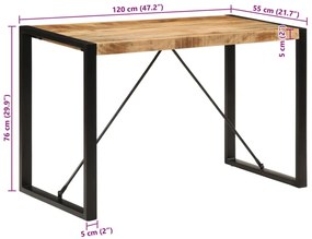 Mesa de jantar 120x55x76 cm madeira de mangueira maciça áspera