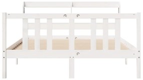 Estrutura de cama c/ cabeceira 150x200 cm pinho maciço branco