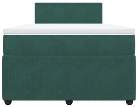 Cama boxspring com colchão 120x190 cm veludo verde-escuro