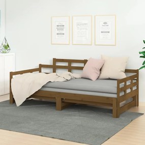 Sofá-cama de puxar 2x(80x200)cm pinho maciço castanho mel