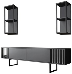 **** Conjunto de Móveis de Sala Chrome Line Set – Antracite Preto – TV