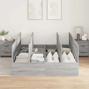 Estrado de cama com arrumação cinza Sonoma 135 x 190 cm