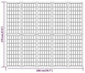 Biombo dobrável com 5 painéis estilo japonês 200x170 cm
