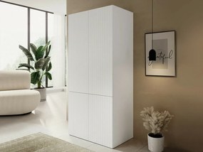 Roupeiro Levmari 112, Branco, 199x87x54cm, Portas para roupeiro: Com dobradiças, Número de prateleiras: 1, Número de prateleiras: 1