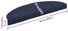 Tapetes de escada autoadesivos 5 pcs 65x21x4 cm agulhado azul