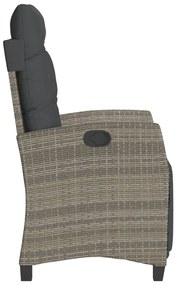 Cadeiras jardim reclináveis 2 pcs c/ apoio de pés vime PE cinza