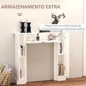 HOMCOM Estrutura para Lareira Decorativa com 3 Portas e Prateleiras Interiores Ajustáveis Estrutura de Lareira Moderna para Sala de Estar 107x18x100cm Branco