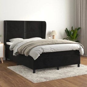 vidaXL Cama com molas/colchão 140x200 cm veludo preto