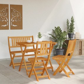 Conjunto de Bistro de Jardim de 4 Peças vidaXL de Madeira Maciça de Ac