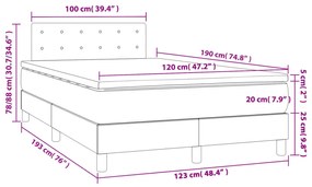 Cama box spring c/ colchão e LED 120x190 cm tecido cor creme