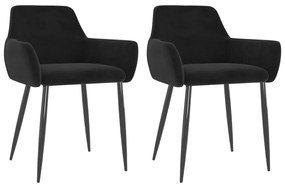 vidaXL Cadeiras de jantar 2 pcs veludo preto