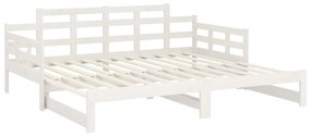 Estrutura sofá-cama de puxar pinho maciço branco 2x(90x190) cm