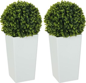 HOMCOM Conjunto de 2 Esferas de Eucalipto Artificial 65 cm Planta Artificial com Proteção UV, 330 Folhas no Vaso, Verde | Aosom Portugal