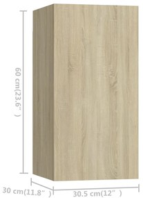 4 pcs conjunto de móveis TV derivados madeira carvalho sonoma