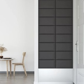 Painel de parede 12 pcs 60x30 cm couro artificial 2,16 m² cinza