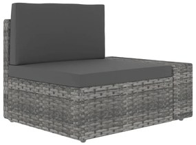 8 pcs conjunto lounge de jardim vime PE cinzento