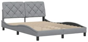 Estrutura de cama sem colchão 140x200 cm tecido cinzento-claro