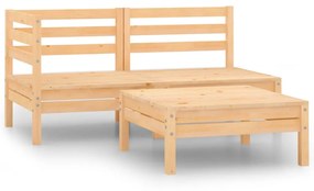 806597 vidaXL 3 pcs conjunto lounge de jardim madeira de pinho maciça