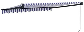 Toldo retrátil 3,5x2,5 m tecido e alumínio azul e branco