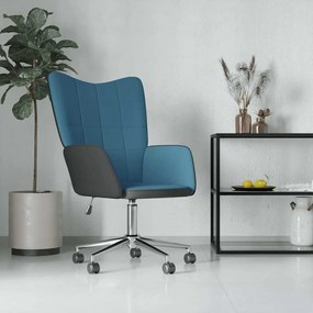 vidaXL Cadeira de descanso PVC e veludo azul