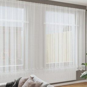 vidaXL Cortina de Renda com cortinas Floral Branco 1200 x 200 cm Poliéster