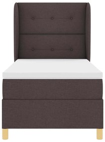 Cama Box Spring vidaXL com Colchão Marrom Escuro 100x200 cm Tecido
