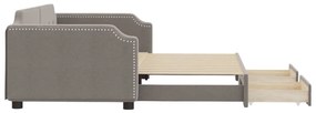 Sofá-cama c/ gavetão/gavetas 100x200cm tecido cinza-acastanhado