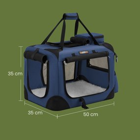 Caixa dobrável de transporte para cães 50 x 35 x 35 cm azul