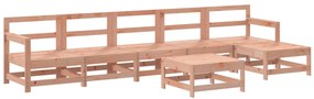 7 pcs conj. lounge jardim com almofadões madeira douglas maciça