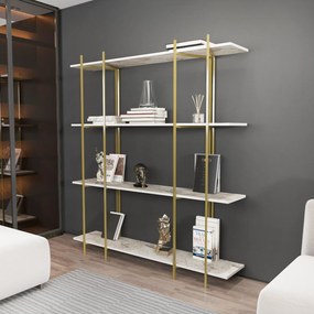 Estante Moss – Branco e Dourado – 160x180x29,6 cm