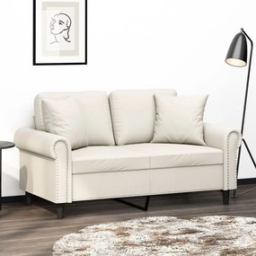 vidaXL Sofá 2 lugares c/ almofadas/almofadões 120cm couro artif. creme