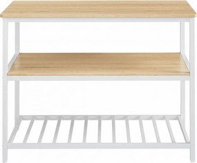 Armario de cozinha com grande bancada 60 x 120 x 90 cm, prateleira para micro-ondas com 3 níveis Cor carvalho + branco