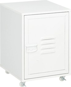 Vinsetto Bloco Gavetas Escritório Móvel Arquivador Rodas Prateleira Ajustável Porta Metal 38x38,5x55,5 cm Branco | Aosom Portugal
