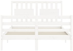 Estrutura de cama com cabeceira 120x200cm madeira maciça branco