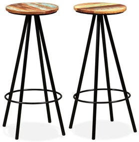 Bancos de bar 2 pcs madeira recuperada maciça