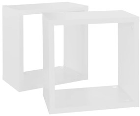 Prateleiras de parede em forma de cubo 2 pcs 26x15x26 cm branco